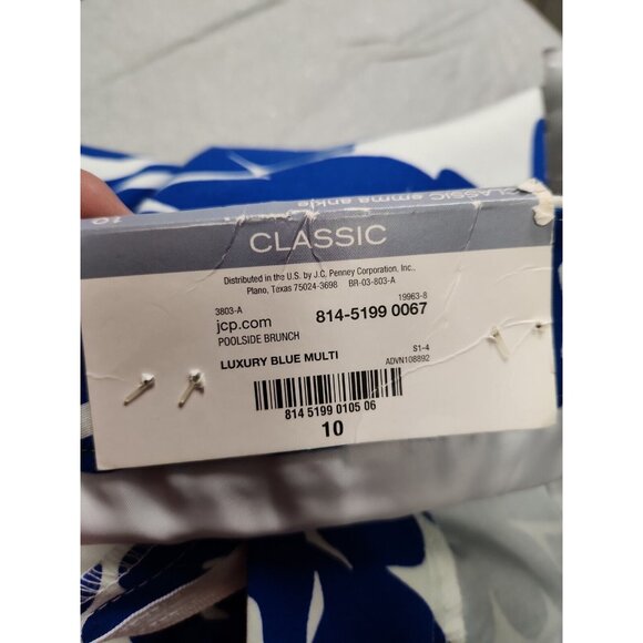 LIZ CLAIBORNE WOMENS SIZE 10 CROPPED CAPRI PANTS BLUE PATTERN EMMA ANKLE NEW - Picture 7 of 8